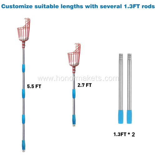 Height Adjustable 13 ft Apple Orange Pear Picker Weight Stainless Steel Pole Fruit Picker Tool